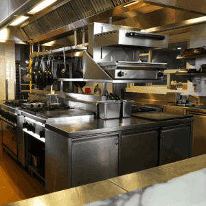 view of a commercial kitchen
